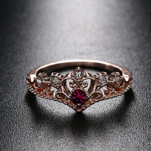 Load image into Gallery viewer, Women Crystal Ring Fashion Love Heart Crown Rhinestone Ring, Red diamond, Blue Diamond