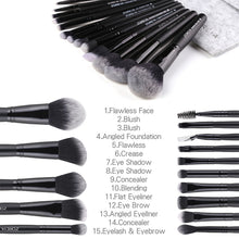 Load image into Gallery viewer, Zoreya Brand Soft Synthetic Bristles Makeup Brush Set Eye Make Up Tools Cruelty Free Black Blending Crease Foundation Brushes