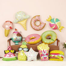 Load image into Gallery viewer, 4 PCS Doughnut Candy Ice Cream Shaped Foil Balloons Happy Birthday Decorations Big Inflatable Helium