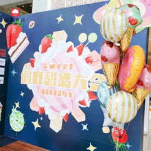 Load image into Gallery viewer, 4 PCS Doughnut Candy Ice Cream Shaped Foil Balloons Happy Birthday Decorations Big Inflatable Helium