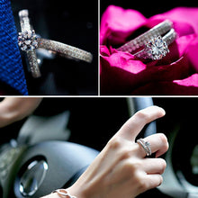 Load image into Gallery viewer, Silver Double Zircon Wedding Rings Set, 8, 9, 10, 11, 12, 13, 14, 15, 16, 17, 18, 19, 20, 21