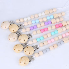 Load image into Gallery viewer, Baby Pacifier Clip Chain Wooden Holder Soother Pacifier Clips Leash Strap Nipple Holder for Infant Feeding