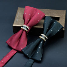 Load image into Gallery viewer, Polyester Yarn Diamond Bow Tie Metal Bow for Men
