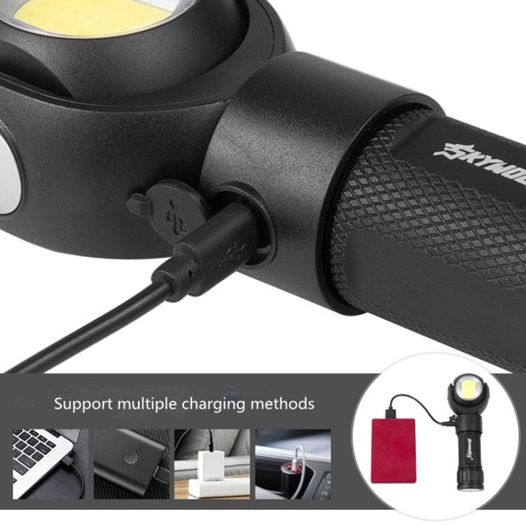 SKYWOLFEYE  Lamp Head 360 Degree Rotation USB Rechargeable LED Glare Flashlight With Magnet COB Work Light, Without Battery, With An 18650 Battery, With An 26650 Battery
