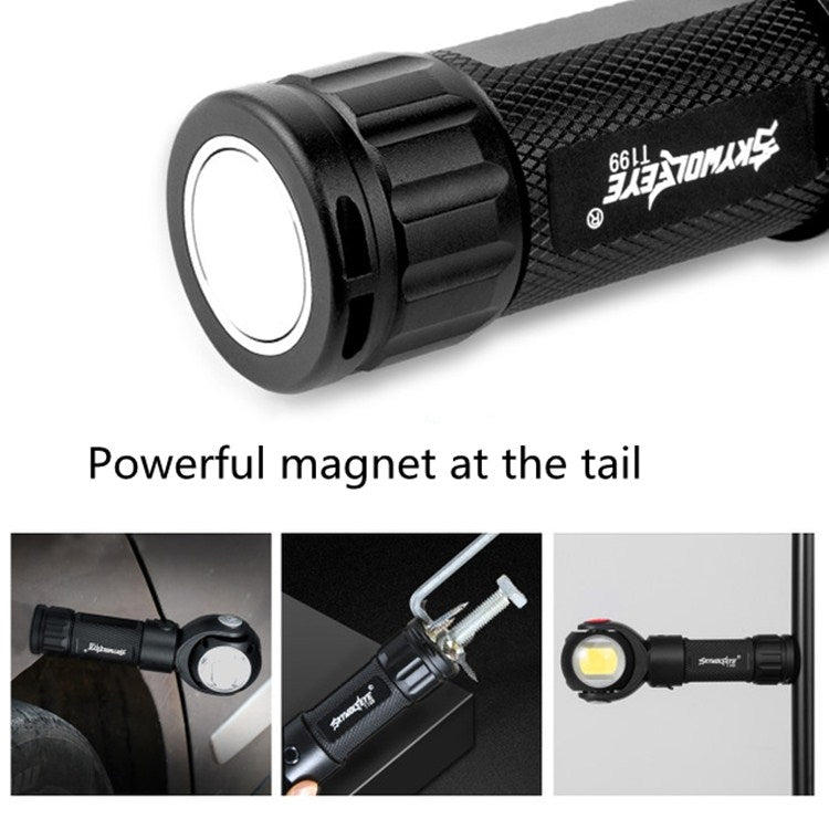 SKYWOLFEYE  Lamp Head 360 Degree Rotation USB Rechargeable LED Glare Flashlight With Magnet COB Work Light, Without Battery, With An 18650 Battery, With An 26650 Battery