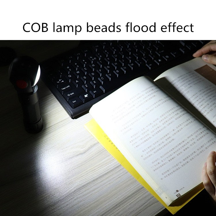 SKYWOLFEYE  Lamp Head 360 Degree Rotation USB Rechargeable LED Glare Flashlight With Magnet COB Work Light, Without Battery, With An 18650 Battery, With An 26650 Battery
