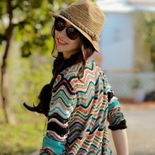 Load image into Gallery viewer, Colorful Striped Foldable Straw Hat Topee Bohemia Cap