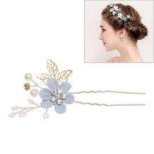 Load image into Gallery viewer, Fashion Flower Hair Combs Headdress Prom Bridal Wedding Hair Accessories Gold Leaves Hair Jewelry Hair Pins, Blue 1 flower, Blue 2 flower, Blue hair comb, Blue big size, Pink 1 flower, Pink 2 flower, Pink hair comb, Pink big zise, Purple 1 flower      ...
