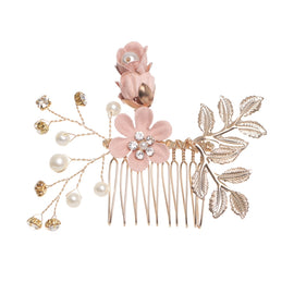 Fashion Flower Hair Combs Headdress Prom Bridal Wedding Hair Accessories Gold Leaves Hair Jewelry Hair Pins, Blue 1 flower, Blue 2 flower, Blue hair comb, Blue big size, Pink 1 flower, Pink 2 flower, Pink hair comb, Pink big zise, Purple 1 flower      ...