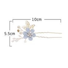 Load image into Gallery viewer, Fashion Flower Hair Combs Headdress Prom Bridal Wedding Hair Accessories Gold Leaves Hair Jewelry Hair Pins, Blue 1 flower, Blue 2 flower, Blue hair comb, Blue big size, Pink 1 flower, Pink 2 flower, Pink hair comb, Pink big zise, Purple 1 flower      ...