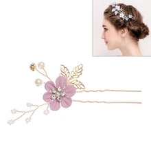 Load image into Gallery viewer, Fashion Flower Hair Combs Headdress Prom Bridal Wedding Hair Accessories Gold Leaves Hair Jewelry Hair Pins, Blue 1 flower, Blue 2 flower, Blue hair comb, Blue big size, Pink 1 flower, Pink 2 flower, Pink hair comb, Pink big zise, Purple 1 flower      ...