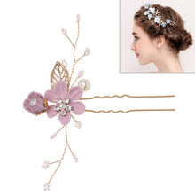 Load image into Gallery viewer, Fashion Flower Hair Combs Headdress Prom Bridal Wedding Hair Accessories Gold Leaves Hair Jewelry Hair Pins, Blue 1 flower, Blue 2 flower, Blue hair comb, Blue big size, Pink 1 flower, Pink 2 flower, Pink hair comb, Pink big zise, Purple 1 flower      ...