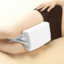 Load image into Gallery viewer, Orthopedic Memory Foam Knee Wedge Pillow for Sleeping Sciatica Back Hip Joint Pain Relief Contour Thigh Leg Pad Support Cushion, White, Grey grid, Navy Blue grid, White+bandage, Grey grid+bandage, Navy blue grid+bandage, The reversible gel+white       ...