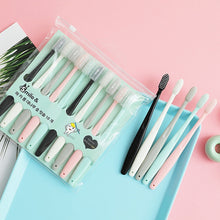 Load image into Gallery viewer, 10 in 1 Household Macaron Bamboo Charcoal Adult Ice Cream Soft Hair Toothbrush
