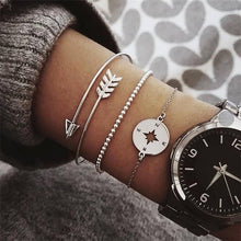 Load image into Gallery viewer, 3pcs / Set Silver Bohemian Hollow Arrow Compass Beads Chain for Women
