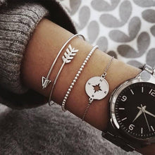 Load image into Gallery viewer, 3pcs / Set Silver Bohemian Hollow Arrow Compass Beads Chain for Women