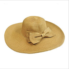 Load image into Gallery viewer, Girls Large Wide Brim Vintage Floppy Summer Beach Sports Cap Straw Hat Summer Travel Hat