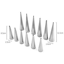 Load image into Gallery viewer, 5 PCS Cone Roll Moulds Stainless Steel Spiral Nozzle Croissants Pastry Cream Horn Cake Mold