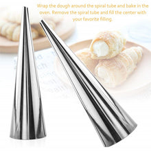 Load image into Gallery viewer, 5 PCS Cone Roll Moulds Stainless Steel Spiral Nozzle Croissants Pastry Cream Horn Cake Mold