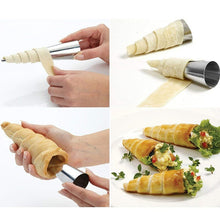 Load image into Gallery viewer, 5 PCS Cone Roll Moulds Stainless Steel Spiral Nozzle Croissants Pastry Cream Horn Cake Mold