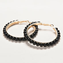 Load image into Gallery viewer, 1 Pair Girls Hoop Pearl Earring With Big Circle, Black, White, Black and White