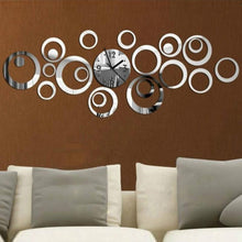 Load image into Gallery viewer, Wall Clock 3D Three-dimensional Acrylic Fashion Mirror Wall Stickers Clock DIY Circle Combination Decorative Clock