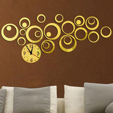 Load image into Gallery viewer, Wall Clock 3D Three-dimensional Acrylic Fashion Mirror Wall Stickers Clock DIY Circle Combination Decorative Clock