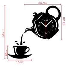 Load image into Gallery viewer, Creative DIY Acrylic Coffee Cup Teapot 3D Wall Clock Decorative Kitchen Wall Clocks Living Room Dining Room Home Decor Clock