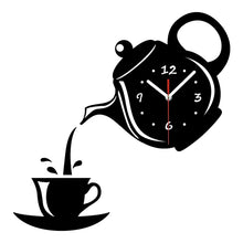 Load image into Gallery viewer, Creative DIY Acrylic Coffee Cup Teapot 3D Wall Clock Decorative Kitchen Wall Clocks Living Room Dining Room Home Decor Clock