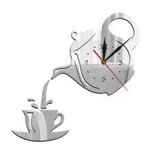 Load image into Gallery viewer, Creative DIY Acrylic Coffee Cup Teapot 3D Wall Clock Decorative Kitchen Wall Clocks Living Room Dining Room Home Decor Clock