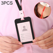 Load image into Gallery viewer, 3 PCS Credit Card Holders PU Bank Card Neck Strap Bus Card ID Card Holder Identity Badge with Lanyard, Black, Pink, Gray, Green, Red, Yellow, Light Blue, Orange, Sapphire Blue