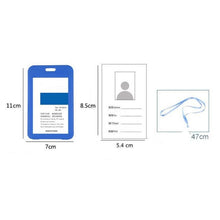 Load image into Gallery viewer, 3 PCS Credit Card Holders PU Bank Card Neck Strap Bus Card ID Card Holder Identity Badge with Lanyard, Black, Pink, Gray, Green, Red, Yellow, Light Blue, Orange, Sapphire Blue