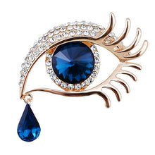 Load image into Gallery viewer, Fashion Angel Tears Brooch Pin Diamond Eyelash Corsage, Golden white diamond blue eyes, Golden white diamonds and black eyes, Silver white diamond blue eyes, Silver and white diamonds