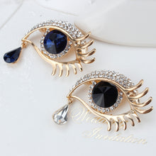 Load image into Gallery viewer, Fashion Angel Tears Brooch Pin Diamond Eyelash Corsage, Golden white diamond blue eyes, Golden white diamonds and black eyes, Silver white diamond blue eyes, Silver and white diamonds