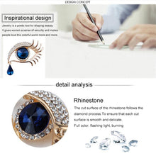 Load image into Gallery viewer, Fashion Angel Tears Brooch Pin Diamond Eyelash Corsage, Golden white diamond blue eyes, Golden white diamonds and black eyes, Silver white diamond blue eyes, Silver and white diamonds