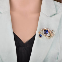 Load image into Gallery viewer, Fashion Angel Tears Brooch Pin Diamond Eyelash Corsage, Golden white diamond blue eyes, Golden white diamonds and black eyes, Silver white diamond blue eyes, Silver and white diamonds