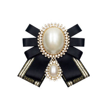 Load image into Gallery viewer, Women Pearl Bow-knot Bow Tie Cloth Brooch Clothing Accessories