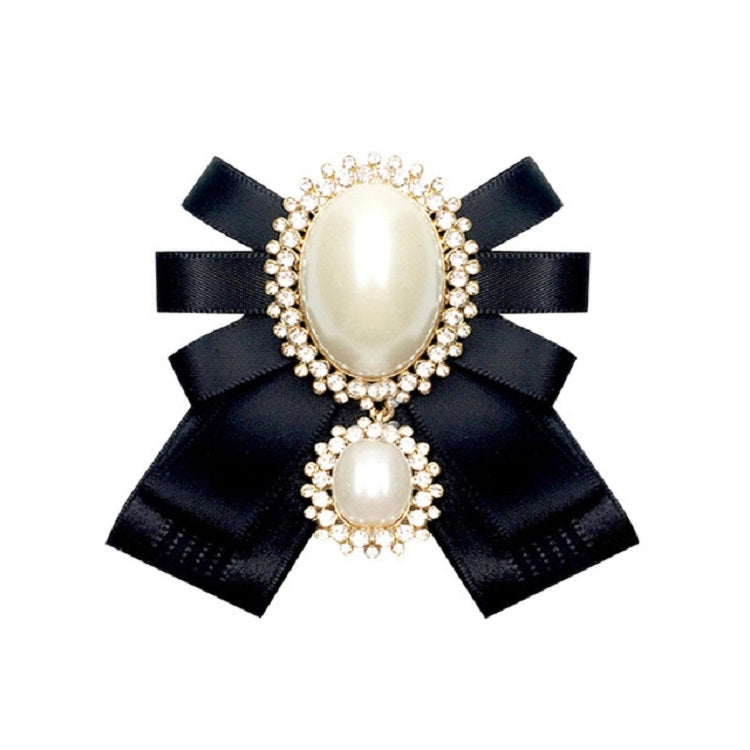 Women Pearl Bow-knot Bow Tie Cloth Brooch Clothing Accessories
