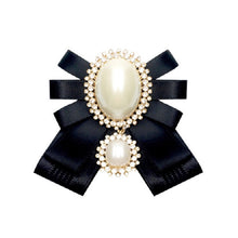 Load image into Gallery viewer, Women Pearl Bow-knot Bow Tie Cloth Brooch Clothing Accessories