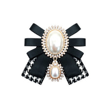 Load image into Gallery viewer, Women Pearl Bow-knot Bow Tie Cloth Brooch Clothing Accessories