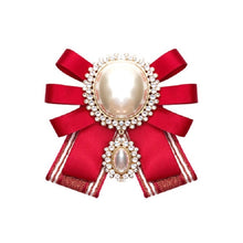 Load image into Gallery viewer, Women Pearl Bow-knot Bow Tie Cloth Brooch Clothing Accessories
