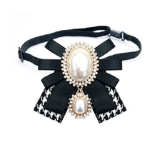 Load image into Gallery viewer, Women Pearl Bow-knot Bow Tie Cloth Brooch Clothing Accessories
