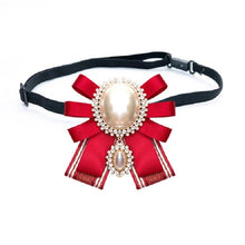 Load image into Gallery viewer, Women Pearl Bow-knot Bow Tie Cloth Brooch Clothing Accessories