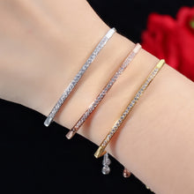 Load image into Gallery viewer, Adjustable Exquisite Hand Jewelry Micro-inlaid Zircon Shiny Single Row Curved Aracelet, rose gold, platinum, yellow gold