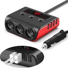 Load image into Gallery viewer, TR12 100W Car Cigarette Lighter One Drag Three With Switch Voltage Display 4USB Car Cigarette Lighteri, TR12 (Black), TR12