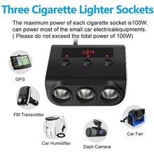 Load image into Gallery viewer, TR12 100W Car Cigarette Lighter One Drag Three With Switch Voltage Display 4USB Car Cigarette Lighteri, TR12 (Black), TR12