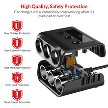 Load image into Gallery viewer, TR12 100W Car Cigarette Lighter One Drag Three With Switch Voltage Display 4USB Car Cigarette Lighteri, TR12 (Black), TR12