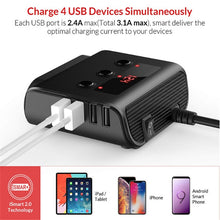 Load image into Gallery viewer, TR12 100W Car Cigarette Lighter One Drag Three With Switch Voltage Display 4USB Car Cigarette Lighteri, TR12 (Black), TR12
