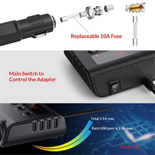 Load image into Gallery viewer, TR12 100W Car Cigarette Lighter One Drag Three With Switch Voltage Display 4USB Car Cigarette Lighteri, TR12 (Black), TR12