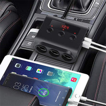 Load image into Gallery viewer, TR12 100W Car Cigarette Lighter One Drag Three With Switch Voltage Display 4USB Car Cigarette Lighteri, TR12 (Black), TR12
